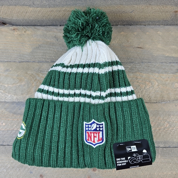 New Era Green Bay Packers NFL Football Lined Green/Cream Stocking Hat - Picture 5 of 8